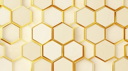 Obraz premium Abstract Golden Hexagon Pattern Luxury Geometric Background Elegant Honeycomb Design