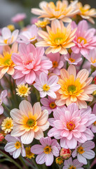spring flowers in pastel colours. AI generativ, detailed, with white tones