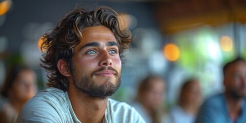 Obraz premium Portrait of a Handsome Young Man with a Thoughtful Expression