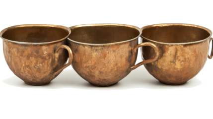 Vintage Tin Cups Collection on Transparent Background Generative AI