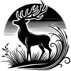 Beautiful deer silhouette