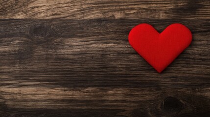Fototapeta premium American Red Cross Month Red fabric heart on rustic wooden background symbolizing love and romance
