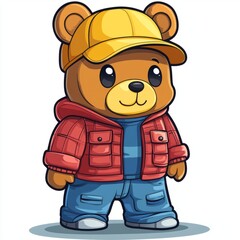 Fototapeta premium A Cute Brown Bear Wearing Stylish Clothes