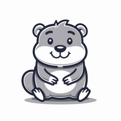 Fototapeta premium Cute Woodchuck Vector Logo Design in Black and White Outline