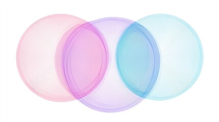 Obraz premium Abstract Pastel Color Overlapping Circles Soft Pink Purple and Blue Swirls Modern Design Background