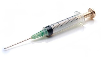 The syringe was isolated on white background
