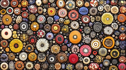 A vibrant collection of decorative buttons arranged artistically.