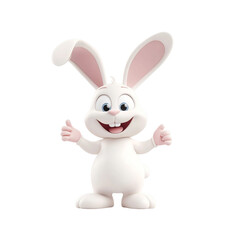 Cute cartoon rabbit character with big ears and friendly smile
