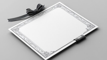 Blank Certificate With Ornate Frame And Black Bow