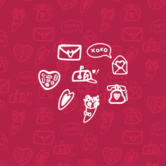 Set collection of Valentine manual drawings. Decorative cartoon illustration. Vector illustration.