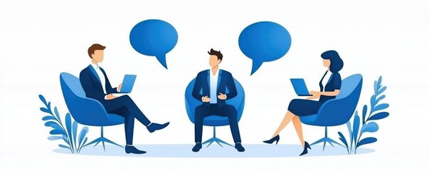 Business meeting discussion with team members in modern office digital interaction professional environment collaborative view