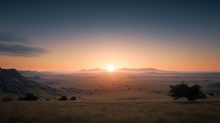 Sunrise over Distant City