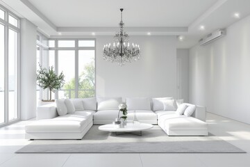 living room with a white sofa