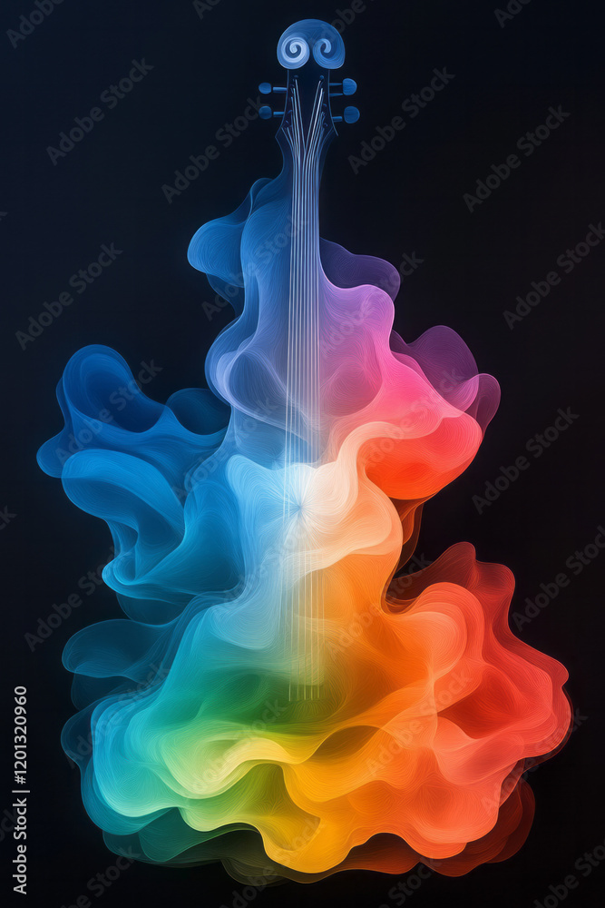 Aufkleber A creative visualization of a musical composition as a colorful flow of energy, blending abstract art with the structure of a symphony,