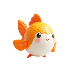 Cute orange goldfish toy with smiling face and fins