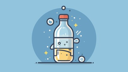 Refreshingly Simple Water Bottle Flat Vector Icon Illustration