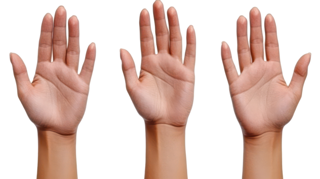 Womens Hands Demonstrating Various Palm Positions Generative AI