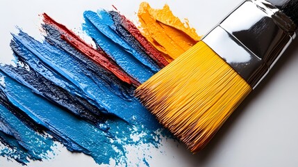 Fototapeta premium Paint brush with paint on white background