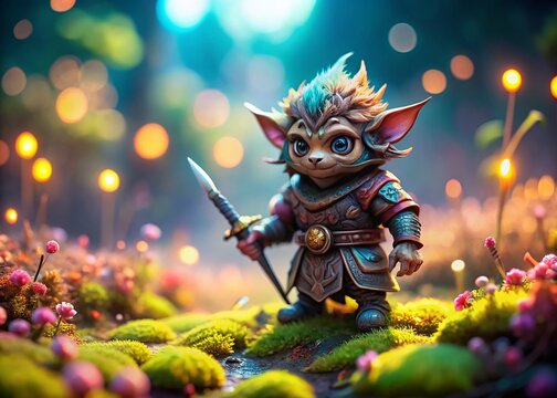 Miniature Anime Bugbear Warrior: Fantasy Diorama, Tilt-Shift Photography