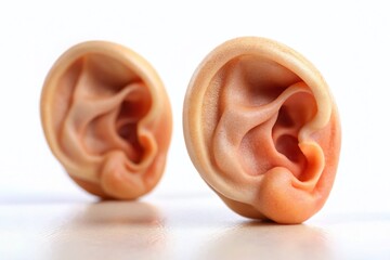 Miniature Ear Close-up: Isolated Human Ears with Tilt-Shift Effect