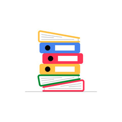 Stack Of Colorful Folders In Flat Vector Illustration Symbolizing Organization, Documentation, And Office Files, Isolated On White Background.