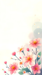abstract nature spring background, spring flower banner, retro style, with white tones