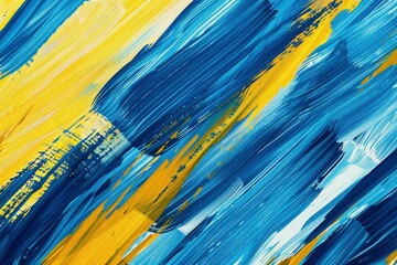 Abstract blue and yellow paint strokes creating dynamic energy and bold textures