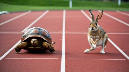 Athletes compete in track sports, running a red line sprint on the racetrack