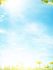 Bright sunlight over a vibrant meadow nature scene fresh environment tranquil viewpoint concept of serenity