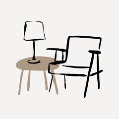 Living room, aesthetic illustration design element vector