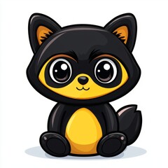 Obraz premium Adorable Cartoon Raccoon Sitting Calmly
