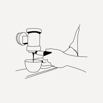 recommend clip art: Barista making coffee line art illustration vector