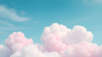 cloud background with childish cotton candy aspect. animation style with bright cheerful colors. Generative AI