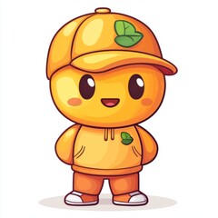 Naklejka premium Happy Orange Character Wearing a Hoodie and Cap