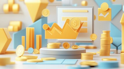 Gold Coins Stacked On A Graph Showing Financial Growth