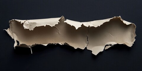 Torn beige paper on a dark black backdrop with jagged edges creating a prominent space for promotional text centered in the image