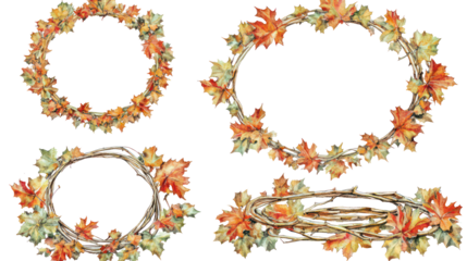 Vivid Leaf Designs in Watercolor Frames Generative AI