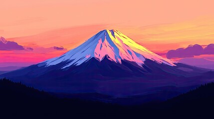 Majestic Mount Fuji at Sunset A Vivid Landscape