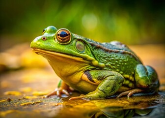 Obraz premium Minimalist Indus Valley Bullfrog: Green Amphibian on Lush Background