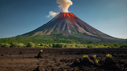 Landscape with volcano isolated on transparent background