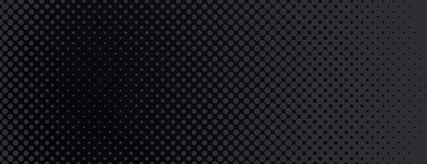 Dark black background with a subtle halftone pattern. The black background has a sleek, textured style, enhancing depth and elegance. Minimal black abstract vector background, dark halftone wallpaper