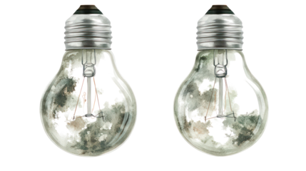 Unique Watercolor Bulbs on Clear Background Generative AI