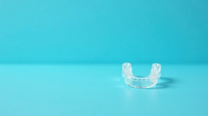 Clear Dental Guard on a Vibrant Blue Background, Ideal for Oral Hygiene and Sleep Apnea Solutions