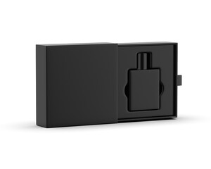 Blank perfume bottle with elegant sleeve packaging box mockup template for design presentation, 3d...