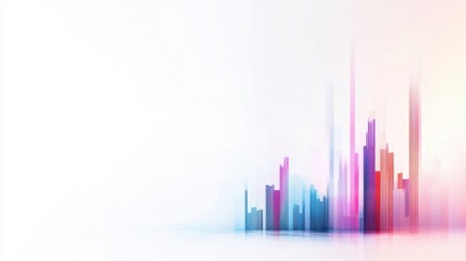 Colorful Abstract Cityscape with Vibrant Vertical Lines and Blurred Effects on a Soft Gradient Background for Modern Design Projects