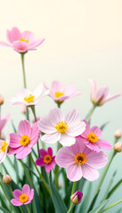 Obraz premium spring flowers in pastel colours. AI generativ, pop-art, with white tones