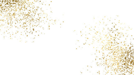 Gold glitter Falling gold confetti. Gold sparkle splatter border. Gold Foil Frame Gold brush stroke on transparent background png. Can be used for celebration.