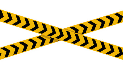 Horizontal Black and Yellow Caution Tape Isolated on Transparent Background"