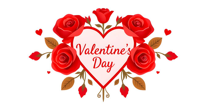 heart with roses valantine day illustration