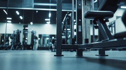 Fototapeta premium A minimalist gym setup with modern equipment, symbolizing fitness and health, Gym scene